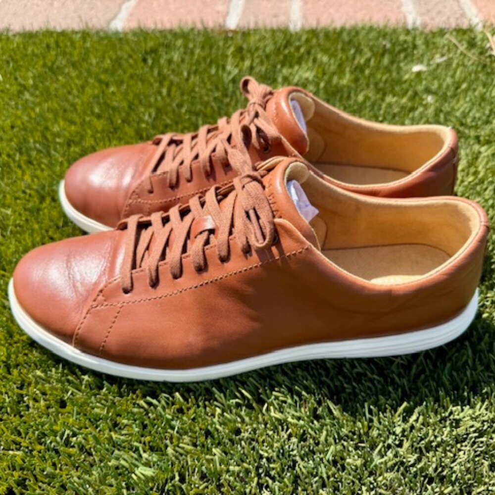 Cole Haan Grand OS Casual Leather Sneakers, Men's Size 11.5, British Tan, White